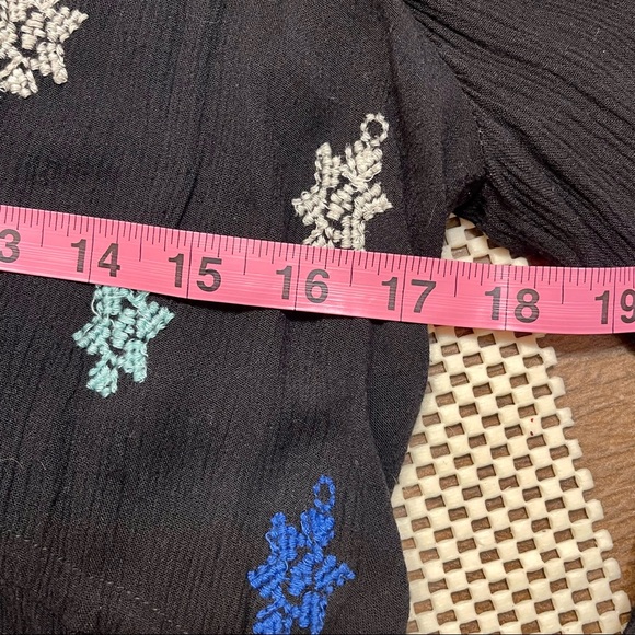 Free People Star Gazer Embroidered Peasant Mini Black Dress Size Small - Picture 8 of 9